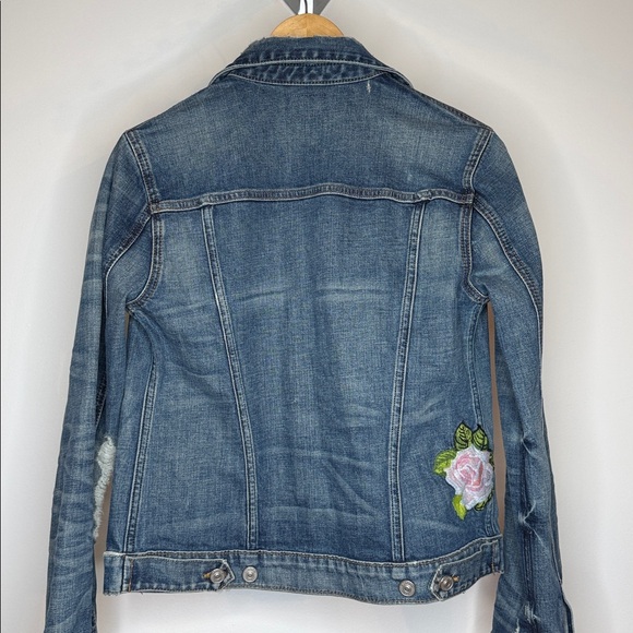 Hudson Distressed the classic rose embroidered denim Jean Jacket size XS - Picture 7 of 12